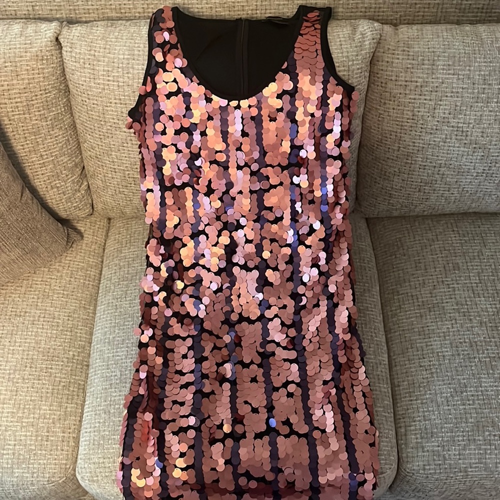 Rose gold sequin bodcom dress